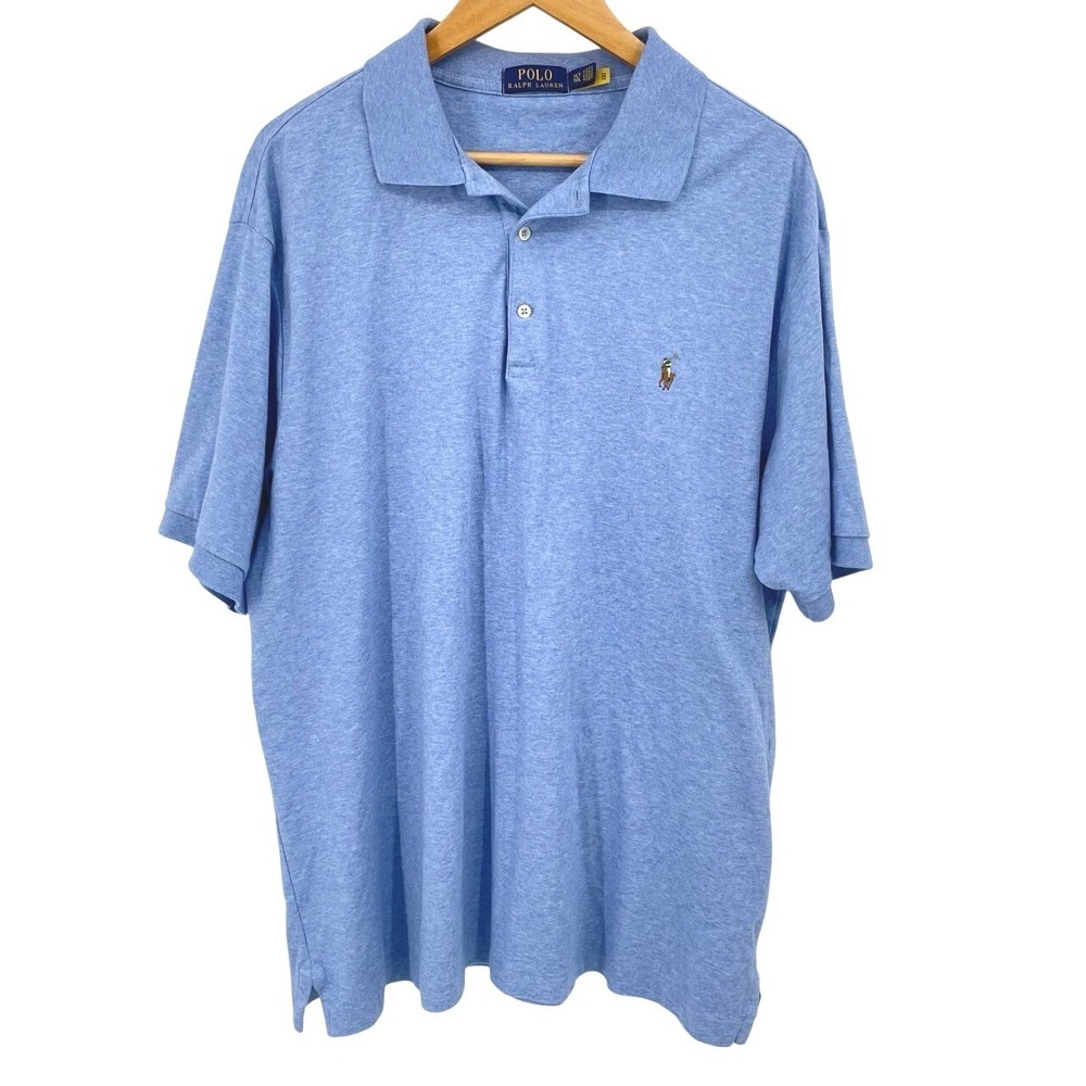 Polo Ralph Lauren Mens XLT Polo Shirt Short Sleeve Pony Logo Cotton‎ Blue Tall